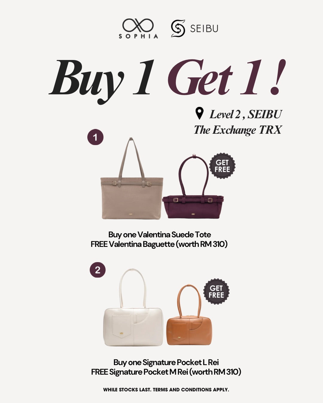 Buy 1, Get 1 FREE at SOPHIA